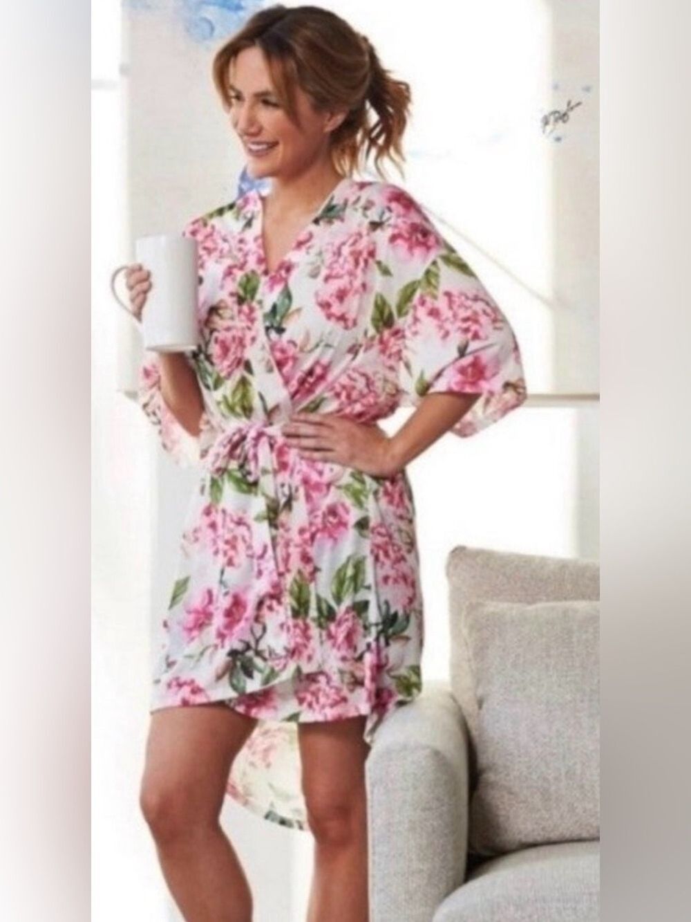Show Me Your Mumu Pink Floral Robe OSFM One Size Bridal or just Getting Ready 💖